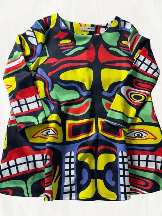 Dresses & Skirts - Mcqer Graphic Print Dress with Geometric Shapes and Bold Colours